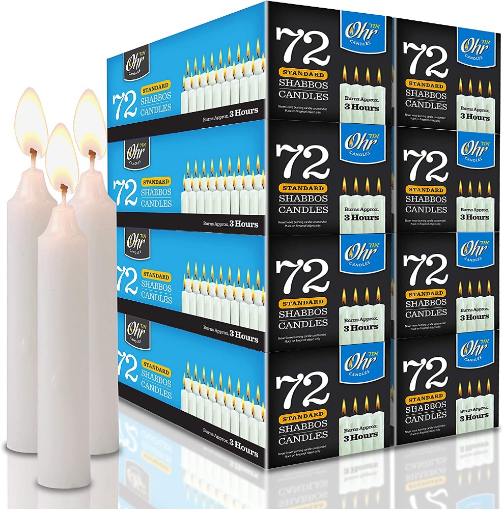 Standard Shabbos Candles 3 Hour 72 Count 8 Pack The Judaica Place